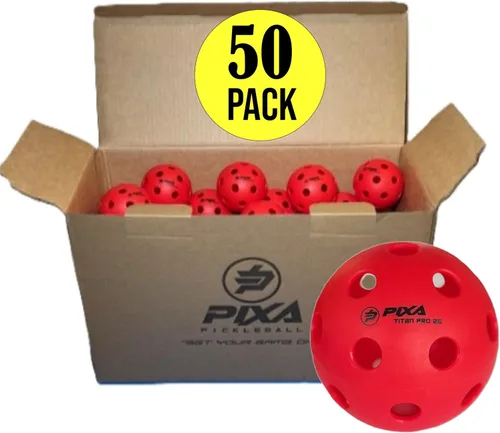 Miniatura 20 de PIXA Titan Pro 26 Pickleball para interiores, aprobado por USAPA, bolas de pickleball duraderas para interiores, rebote constante, vuelo suave, Rojo
