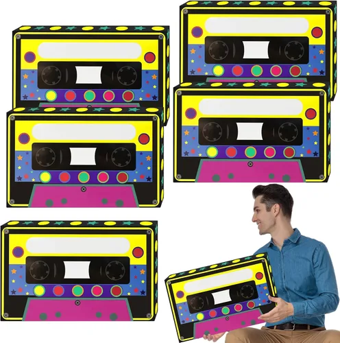 KLAMZWJE 5 cajas de recuerdo de fiesta de los años 80 y 90, caja novedosa para decoración de fiesta, centros de mesa de regalo, decoración para