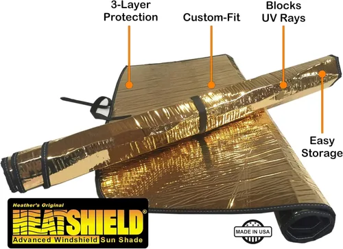 Miniatura 4 de HeatShield, The Original - Parasol para parabrisas, ajuste personalizado para Ford F-250 Super Duty Truck (cabina extendida) 1999-2007 Serie Gold