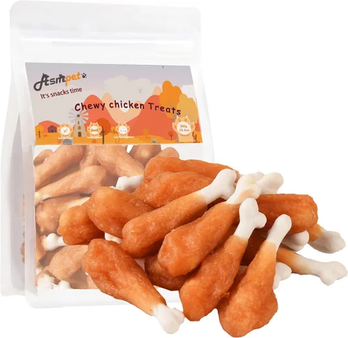 Golosinas para perros masticables sin cuero crudo Real pollo hueso calcio bocados, dientes limpios aliento fresco golosinas de entrenamiento para