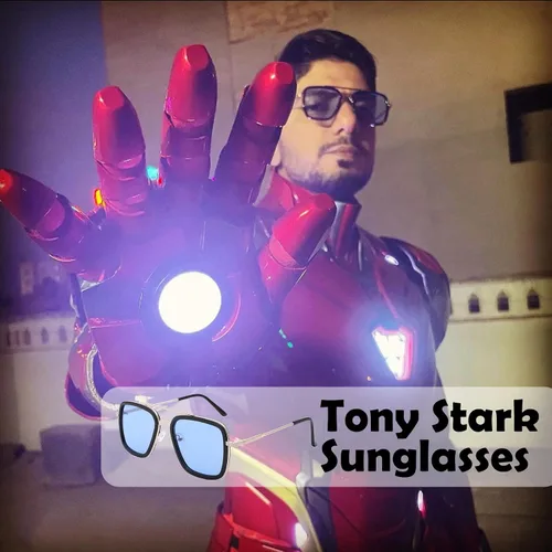 Miniatura 3 de LA SUNGGO Tony Stark - Gafas de sol cuadradas vintage con marco de metal para niños y niñas lentes de sol Iron Man y Spider-Man