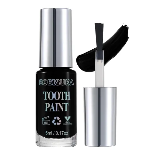 BOBISUKA Pintura de Dientes Negra, Solución Profesional de Maquillaje para Ennegrecimiento de Dientes - Segura, de Secado Rápido y Realista,