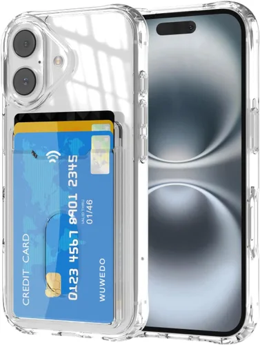 Miniatura 26 de 【Actualización】 Funda tipo cartera transparente para iPhone 13, antiamarilleo, delgada, parachoques de TPU + funda trasera de policarbonato con 2