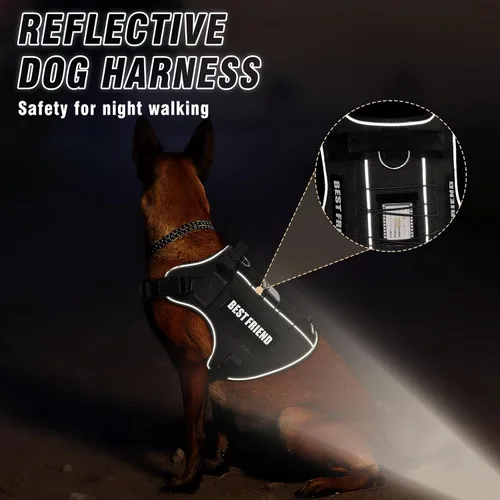 Miniatura 4 de Arnés Táctico para Perros Talla Pequeña, Sin Tirones Chaleco Militar para Perros con Asa, Arnés Reflectante de Servicio Pesado para Mascotas