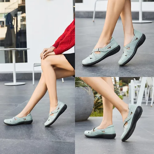 Miniatura 8 de TERRIKAT Mocasines casuales para mujer, bonitos y cómodos, para caminar, de cuero, para conducir, con puntera cerrada, zapatos náuticos
