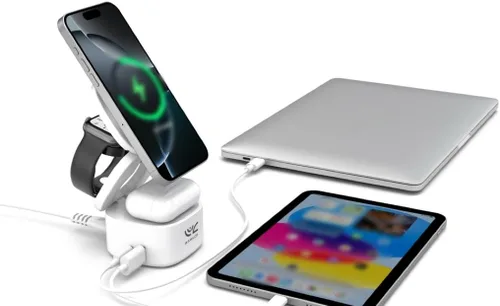 Miniatura 3 de OneCharge Station, estación de carga inalámbrica plegable 5 en 1 (PD rápida), cargador de viaje para iPhone, Apple Watch, AirPods, laptop