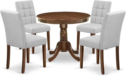 Miniatura 21 de East West Furniture ANAS3-AWA-08 Juego de mesa de comedor de cocina de 3 piezas contiene una mesa moderna y 2 sillas de comedor tapizadas de tela