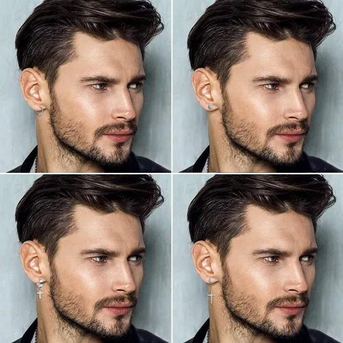 Miniatura 6 de 341518 pares de aretes para hombre, kit de aretes de acero inoxidable para hombres y mujeres, joyería de moda, aretes de aro colgantes de cruz