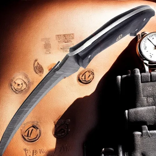 Miniatura 5 de Poshland Cuchillo Karambit de acero de Damasco hecho a mano de 9.5 pulgadas, hoja fija de espiga completa Cuchillo afilado para exteriores