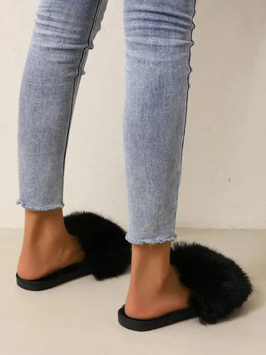 Miniatura 2 de OYOANGLE Pantuflas de verano acogedoras con puntera abierta para dormitorio, para interiores y exteriores