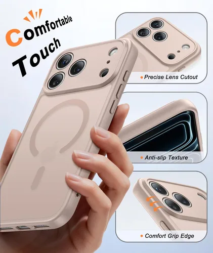 Miniatura 262 de FNTCASE Funda para iPhone 17 Pro: Fundas delgadas translúcidas de color azul claro compatibles con MagSafe, protección completa de la cámara