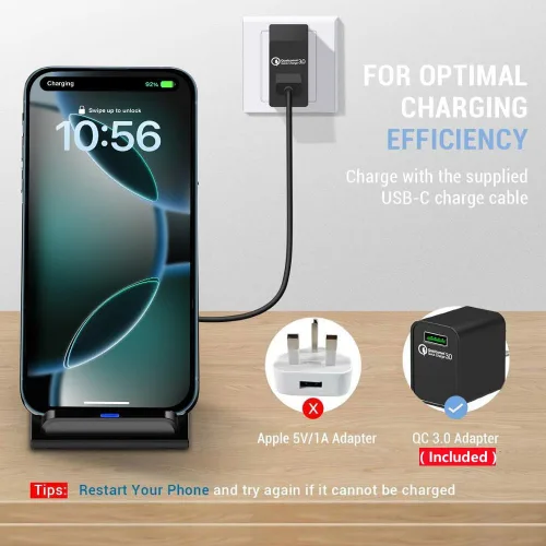 Miniatura 3 de Cargador inalámbrico rápido de 20 W, soporte de carga inalámbrica compatible con iPhone 17 16 Pro, 15 Pro, 15, 14, 13, 12, 11 Series/X/XS, cargador