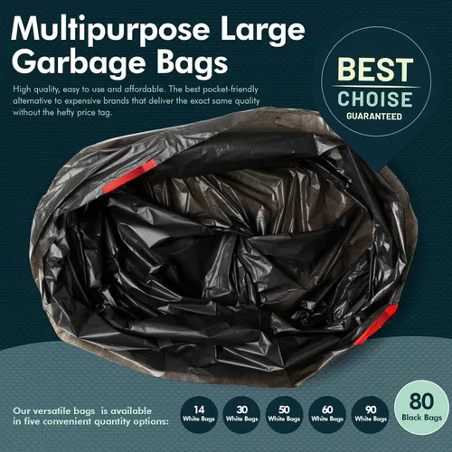 Miniatura 5 de PAMI Bolsas de basura altas con cordón para cocina de 13 galones [paquete de 80 unidades, negras] – Bolsas de basura de plástico extrafuertes