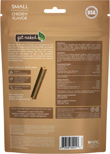 Miniatura 2 de Get Naked Dental Sticks - Golosinas para perros con sabor a pollo sin granos, bolsa pequeña de 6.2 onzas