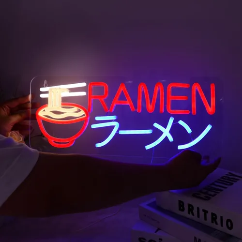 Miniatura 4 de Britrio Ramen ラーメン Letrero de neón con luces LED para decoración de pared, letreros de neón para restaurantes, barras de casa, cocina, comedor