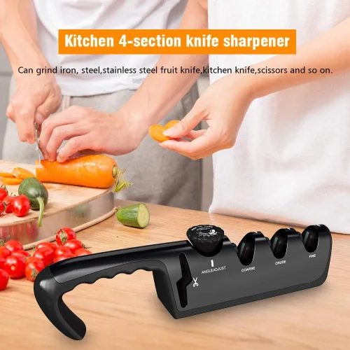 Miniatura 2 de Afilador de cuchillos de cocina, afilador de cuchillos de chef de 4 etapas para restaurar cuchillos no serrados rápidamente, seguro y fácil de usar