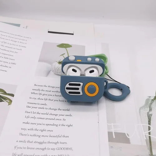 Miniatura 2 de Funda compatible con AirPods 3 Gen 2021, diseño de radio retro para hombres y mujeres, linda y divertida funda de silicona con dibujos animados 3D