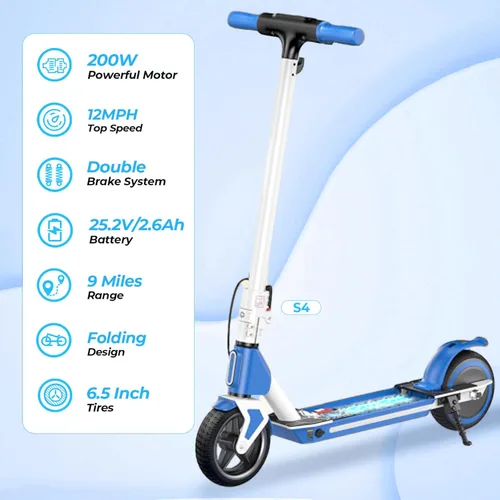 Miniatura 3 de isinwheel Electric Scooter for Kids Ages 6-14, 200W/250W Foldable Kids Electric Scooter with 3 Speeds (5/8/12 Mph), Adjusrable Handerbar, Dual 200W