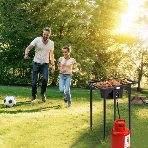Miniatura 2 de ROVSUN Quemador de propano portátil de 100,000 BTU, estufa de gas individual con altura ajustable y regulador para cocinar en campamento al aire