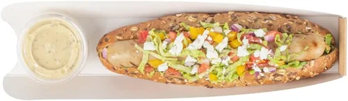 Miniatura 12 de Bio Tek - Bandeja rectangular de papel kraft para perros calientes o sándwiches – 11 3/4" x 2" x 1 1/4" – caja de 200