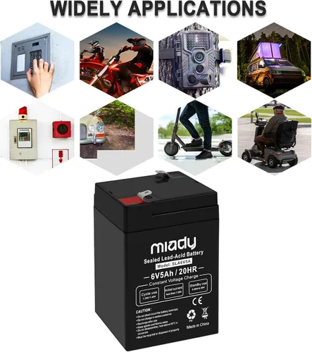 Miniatura 7 de Miady Batería de plomo ácido sellada recargable de 6V 5Ah (paquete de 2)