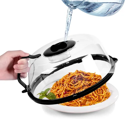 Cubierta para salpicaduras de microondas, cubierta de microondas con vaporizador de agua, cubiertas de plato de 10 pulgadas con mango integrado