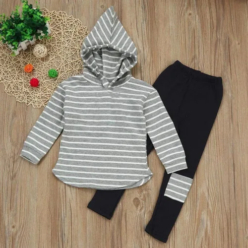 Miniatura 3 de Ritatte Toddler Girl Fall Outfits Striped Hoodie Pants 2PCS Sweatsuit Set Kids Baby Winter Clothes Jogging Suits for 2-6Y