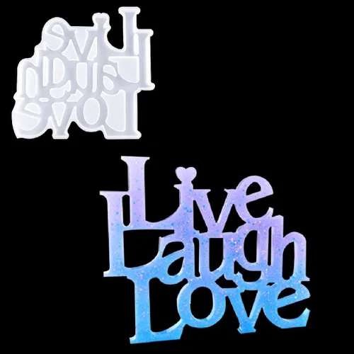 Live Laugh Love - Molde de resina para letrero de palabras, moldes de silicona con eslogan de letras de cristal, molde de fundición epoxi para