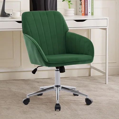 Miniatura 21 de Beige Small Office Chair, Chenille Cute Swivel Vanity Makeup Desk Chair with Wheels for Teens Women Girls, Comfy Adjustable Computer Chairs for