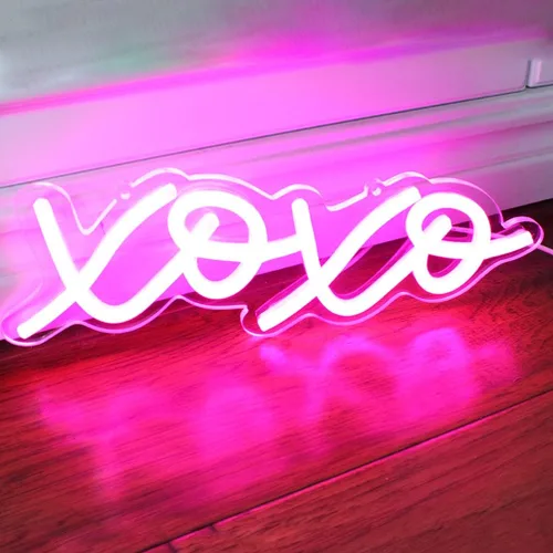 Miniatura 3 de XOXO - Letrero de luz LED de neón rosa para el día de San Valentín para pared de dormitorio, luces de neón para decoración de pared, letrero Xoxo