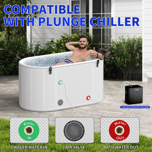 Miniatura 4 de Bañera de inmersión fría inflable, baño de hielo de 212 galones para atletas, bañera independiente para interiores y exteriores con tapa