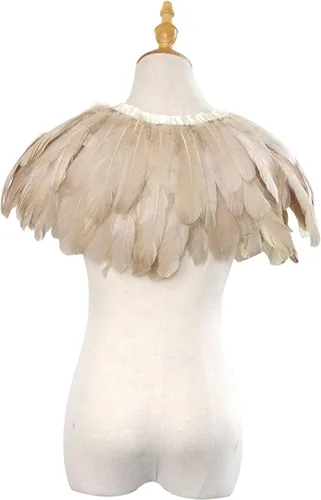 Miniatura 6 de L'VOW Estola de capa de plumas de moda negro blanco beige chal iridiscente
