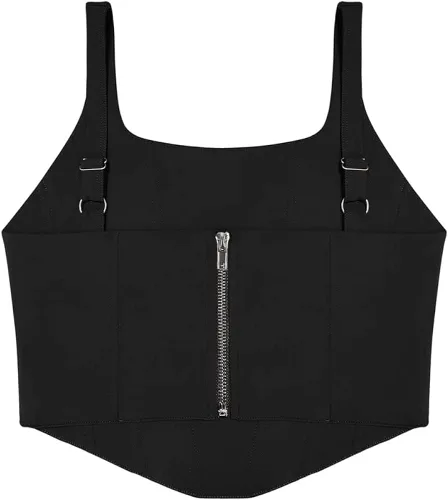 Miniatura 5 de REORIA - Camiseta corta sin mangas con cuello cuadrado sexy para mujer