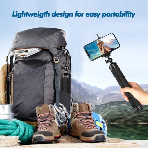 Miniatura 6 de Trípodes para teléfono, trípodes flexibles y trípode ajustable portátil con control remoto inalámbrico, compatible con teléfonos iPhone/Android