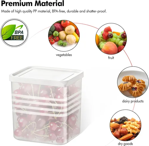 Miniatura 6 de Poeland Paquete de 3 cajas organizadoras de refrigerador, contenedores de almacenamiento para puerta lateral de refrigerador con tapa, organizador