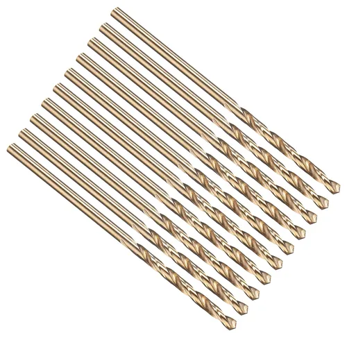 Miniatura 282 de PATIKIL Broca Jobber de 0.039 in, vástago recto M35 cobalto 5% acero de alta velocidad 135° acabado dorado para metal duro de acero inoxidable - 2