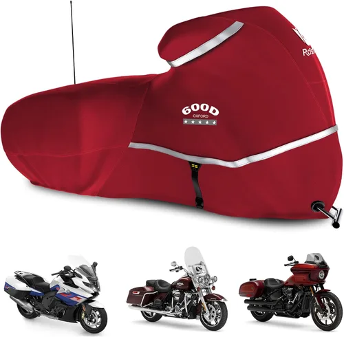 Miniatura 12 de Funda para motocicleta 600D resistente para todas las estaciones, universal, impermeable, protección solar al aire libre, duradera, reflectante Negro