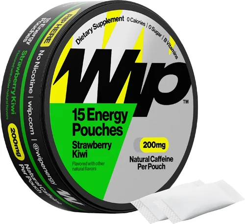 Miniatura 7 de Bolsas de energía Wip 200mg de cafeína natural Vitaminas y minerales Menta 15 bolsas por lata 3 latas