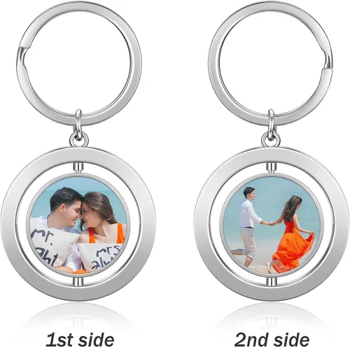 Miniatura 2 de Jovivi Llaveros personalizados personalizados con foto de doble cara, impresión a todo color, aleación de texto, imagen, llavero para hombres