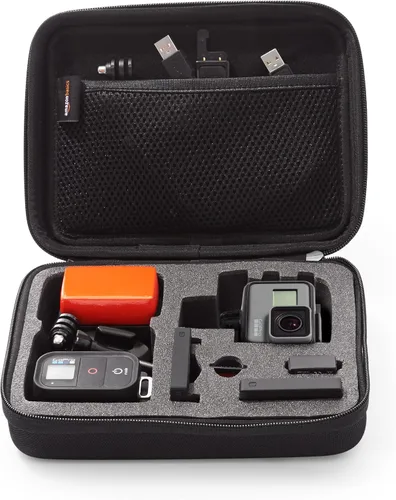 Miniatura 4 de Amazon Basics Estuche de transporte pequeño para GoPro y accesorios, 9 x 7 x 2.5 pulgadas, sólido, negro
