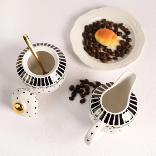 Miniatura 5 de Juego de crema de cerámica y azucarera de cerámica para servir café