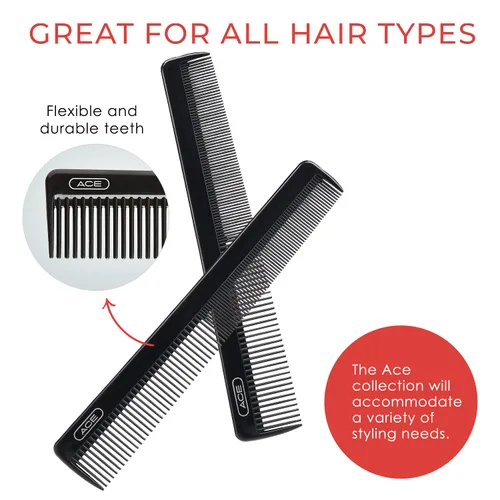 Miniatura 3 de GOODY ACE peine de pelo multiusos ACE - 7 pulgadas, negro - Ideal para todo tipo de cabello - Dientes finos del peine para cabello delgado a
