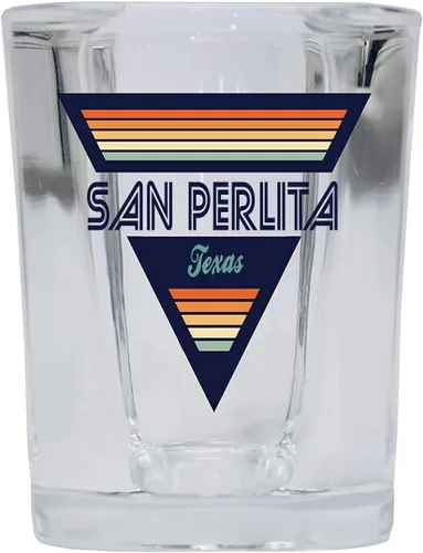 Miniatura 2 de San Perlita Texas - Vaso de chupito de licor de base cuadrada de 2 onzas, diseño retro, paquete de 4