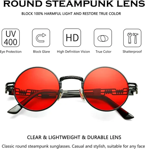 Miniatura 5 de DeBuff Gafas de sol retro redondas steampunk hippie