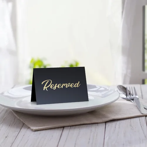 Miniatura 3 de Paquete de 10 letreros de mesa reservados negros para boda, cartulina de 3 x 4, letreros reservados para bodas, restaurantes, letreros reservados