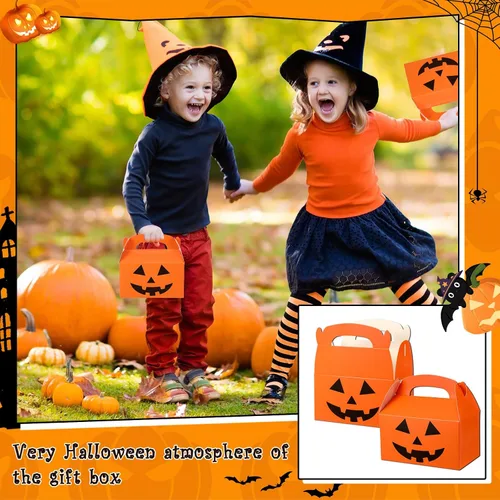 Miniatura 7 de Lincia 50 cajas de golosinas de Halloween, cajas de caramelos, cajas de cartón y calabaza, juego de cajas de regalo de vacaciones, bolsas a granel