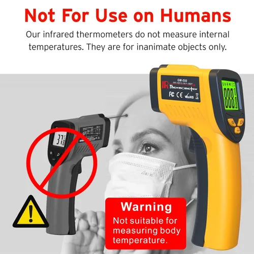 Miniatura 7 de DEASOMIYE Termómetro láser infrarrojo, pistola de termómetro láser infrarrojo digital con emisividad ajustable, pistola de temperatura de termómetro