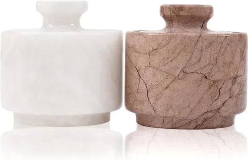 Miniatura 8 de MARBLOUS KRAFTS Salero de Mármol con Tapa 3" Blanco y Negro Cebra Frasco de Especias Para Encimera de Cocina Recipiente de Sal de Piedra y Cuencos