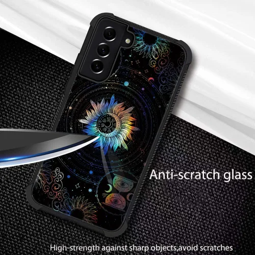 Miniatura 3 de ZHEGAILIAN Funda compatible con Samsung Galaxy S21, funda de vidrio orgánico para niñas, mujeres y hombres, diseño de cuatro esquinas, antiarañazos