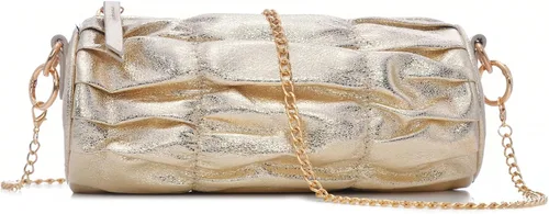 Bolso de mano de noche brillante metálico de poliuretano para novia, boda, cumpleaños, fiesta de graduación